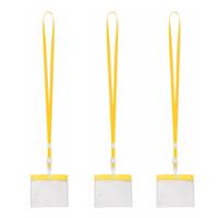 Badgehouders/naamkaarthouders - 50x - met geel keycord/lanyard - plastic - beurs/feest