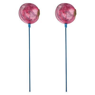 Visnet/schepnet - 2x - kunststof - roze - 90 x 25 cm