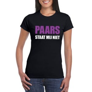 Paars staat mij niet tekst t-shirt zwart voor dames