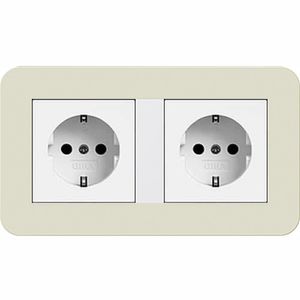 Gira E3 dubbel stopcontact zand wit