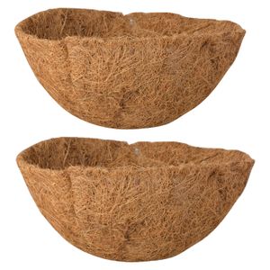 2x stuks voorgevormde inlegvellen kokos voor hanging basket 25 cm - kokosinleggers