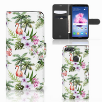Huawei P Smart Telefoonhoesje met Pasjes Flamingo Palms - thumbnail