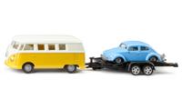 Siku Vw t1 camper met trailer en beetle