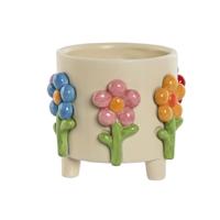 Home ESPRIT Multicolour Crème Dolomite Blommor 20 x 20 x 18 cm