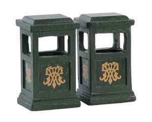 Green trash can set of 2 - LEMAX