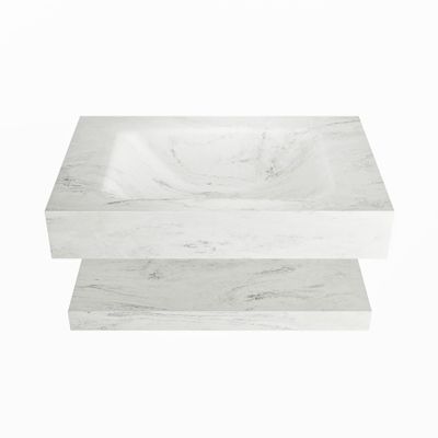 MONDIAZ ALAN-DLUX 70cm planchet Opalo. Vrijhangende wastafel CLOUD midden zonder kraangat, kleur Opalo.