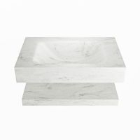 MONDIAZ ALAN-DLUX 70cm planchet Opalo. Vrijhangende wastafel CLOUD midden zonder kraangat, kleur Opalo.