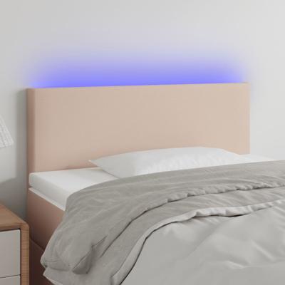 Hoofdbord LED 90x5x78/88 cm kunstleer cappuccinokleurig