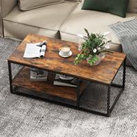 Industriële Salontafel Centrale Rechthoekige Tafel van 105 cm met Opbergplank en Metalen Frame Houten Accenttafel voor de Woonkamer