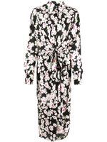 MSGM robe mi-longue à fleurs - Noir - thumbnail