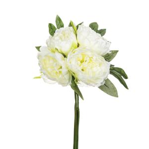 Atmosphera boeket van pioenrozen kunstbloemen - ivoor wit - hoogte 30 cm - witte bloemen   -