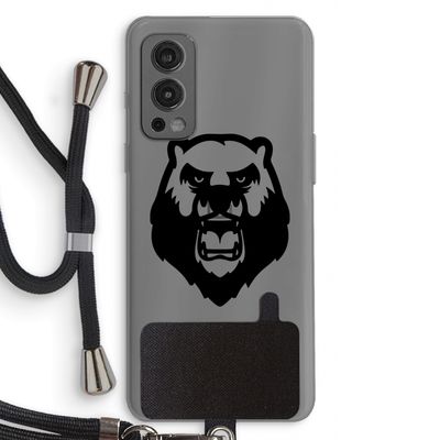 Angry Bear (black): OnePlus Nord 2 5G Transparant Hoesje met koord