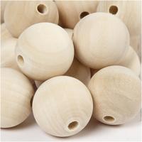 Creativ Company Houten kraal, d 30 mm, gatgrootte 5 mm, 50 stuk/ 1 doos