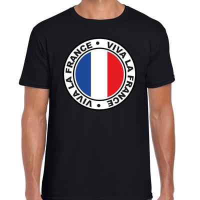 Verkleed T-shirt voor heren - Viva La France - zwart - voetbal supporter - themafeest