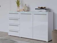 Commode INDIRA 2 deuren 4 lades wit/glanzend wit met led