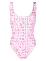 Balmain maillot de bain à logo imprimé - Rose