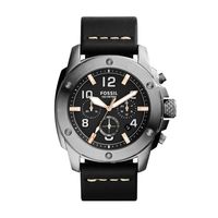 Horlogeband Fossil FS5016 Leder Zwart 24mm