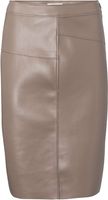 Pu pencil skirt with seams taupe grey - thumbnail
