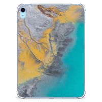 iPad (2022) 10.9 Tablet Back Cover Marble Blue Gold - thumbnail