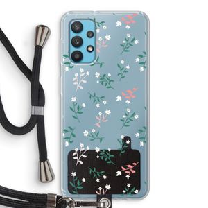 Small white flowers: Samsung Galaxy A32 4G Transparant Hoesje met koord