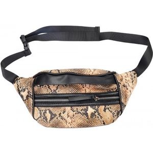 Zwarte/bruine slangenprint heuptas/fanny pack/cross body tas 30 cm PU leer