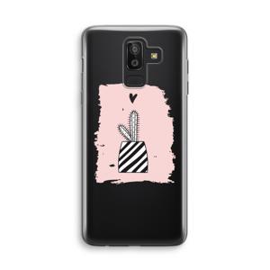 Zwart-wit cactus: Samsung Galaxy J8 (2018) Transparant Hoesje