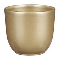 Mica Decorations Bloempot - 2x stuks - goud - glanzend - keramiek - H9 x D10 cm