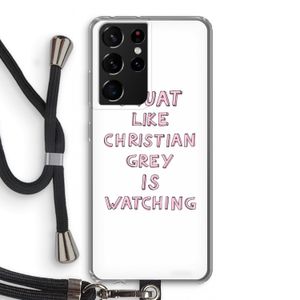 Christian Grey: Samsung Galaxy S21 Ultra Transparant Hoesje met koord