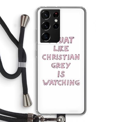 Christian Grey: Samsung Galaxy S21 Ultra Transparant Hoesje met koord