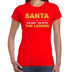 Santa t-shirt / the man / the myth / the legend rood voor dames