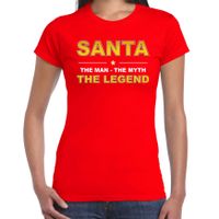 Santa t-shirt / the man / the myth / the legend rood voor dames