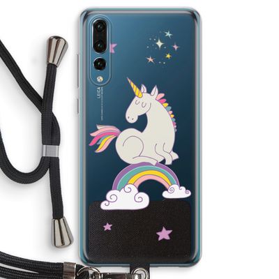 Regenboog eenhoorn: Huawei P20 Pro Transparant Hoesje met koord