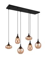 Trio 6-lichts hanglampLumina met amber glas - 317000613
