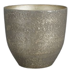 Mica Decorations Plantenpot - zwart met goud - terracotta - 29xH26 cm - Plantenpotten