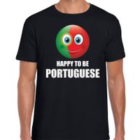 Portugal emoticon Happy to be Portuguese landen t-shirt zwart heren