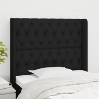Hoofdbord met randen 93x16x118/128 cm stof zwart