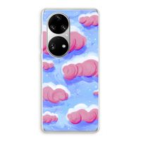 Roze wolken met vogels: Huawei P50 Pro Transparant Hoesje