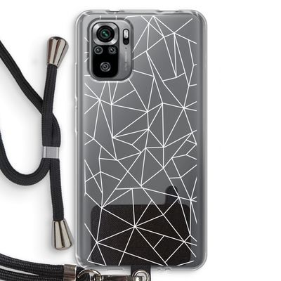 Geometrische lijnen wit: Xiaomi Redmi Note 10S Transparant Hoesje met koord