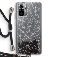 Geometrische lijnen wit: Xiaomi Redmi Note 10S Transparant Hoesje met koord