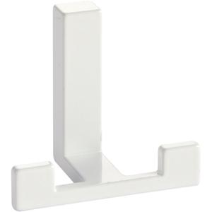 Luxe kapstokhaken of jashaken modern met dubbele haak - wit - 4 x 6 cm - metaal