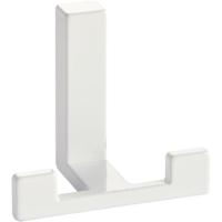 Luxe kapstokhaken of jashaken modern met dubbele haak - wit - 4 x 6 cm - metaal