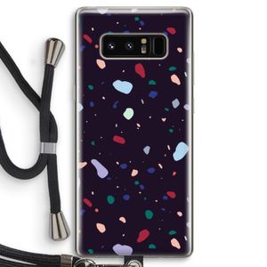 Dark Rounded Terrazzo: Samsung Galaxy Note 8 Transparant Hoesje met koord