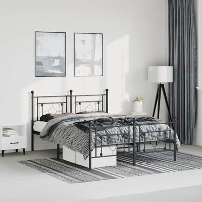 Bedframe met hoofd- en voeteneinde metaal zwart 193x203 cm