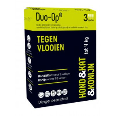 Duo-Op spot-on anti-vlooienmiddel voor hond, kat en konijn 40 mg (tot 4 kg) 3 pipetten