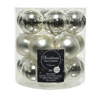 18x stuks kleine glazen kerstballen zilver 4 cm mat/glans - thumbnail