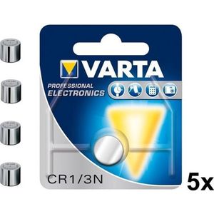 5 Stuks - Varta Professional Electronics CR 1/3 N 6131 170mAh 3V knoopcelbatterij