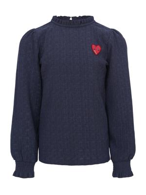 LOOXS Little winter crinckle top meisjes - donker blauw - ruffle