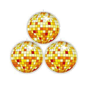 3x stuks Seventies eighties disco thema hangende discobol decoraties geel 28 cm