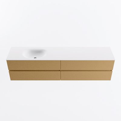 MONDIAZ VICA 200cm badmeubel onderkast Oro 4 lades. Wastafel MOON links 1 kraangat, kleur Talc.
