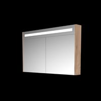 Basic Premium spiegelkast met geïntregeerde LED-verliching en spiegels aan buitenzijde op houten deuren 120 x 60 x 14 cm, whisky oak - thumbnail